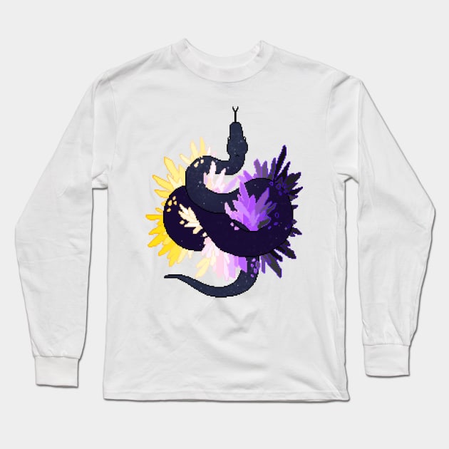 Nonbinary Pride Flag Galaxy Python Long Sleeve T-Shirt by Oceanic Scribbles